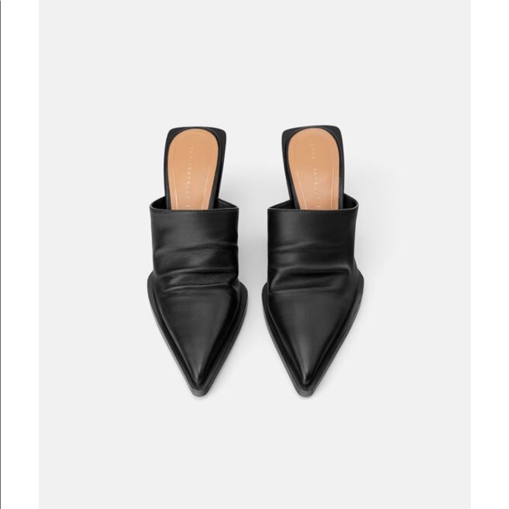 *Like New* Zara Leather Cowboy Heel Mules Sz 40